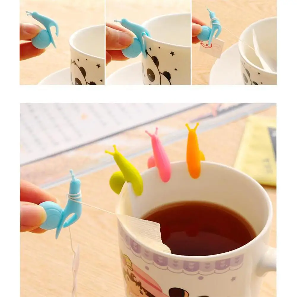 

Creative Cute Snail Shape Silicone Tea Bag Holder Mug Household Kitchen Accessories Random Color