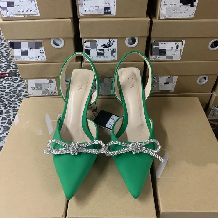 

2022 New Women's Shoes Double Bow Transparent Pumps Pointed Toe Stilettos Buckle Straps All-match Sexy Prom Women's Sandals