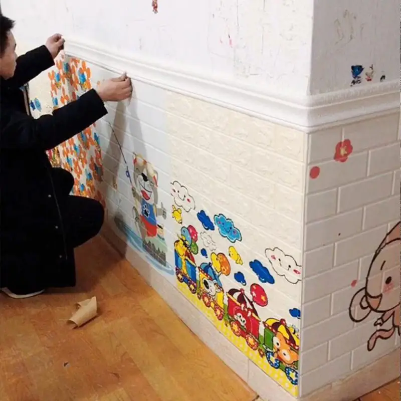 

3D Wall Trim Line Skirting Border Self Adhesive Waterproof Baseboard Wallpaper Wall Corner Sticker For Home Decoration