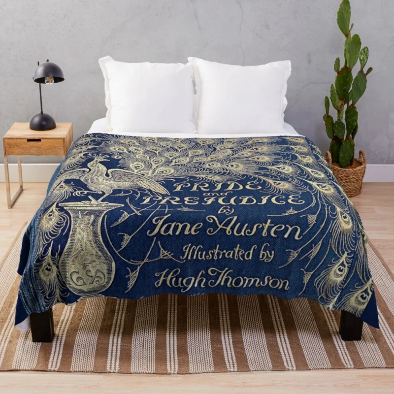 

Pride And Prejudice Peacock Edition Book Cover Throw Blanket Thin Blanket Soft Plush Plaid Summer Blanket Velour