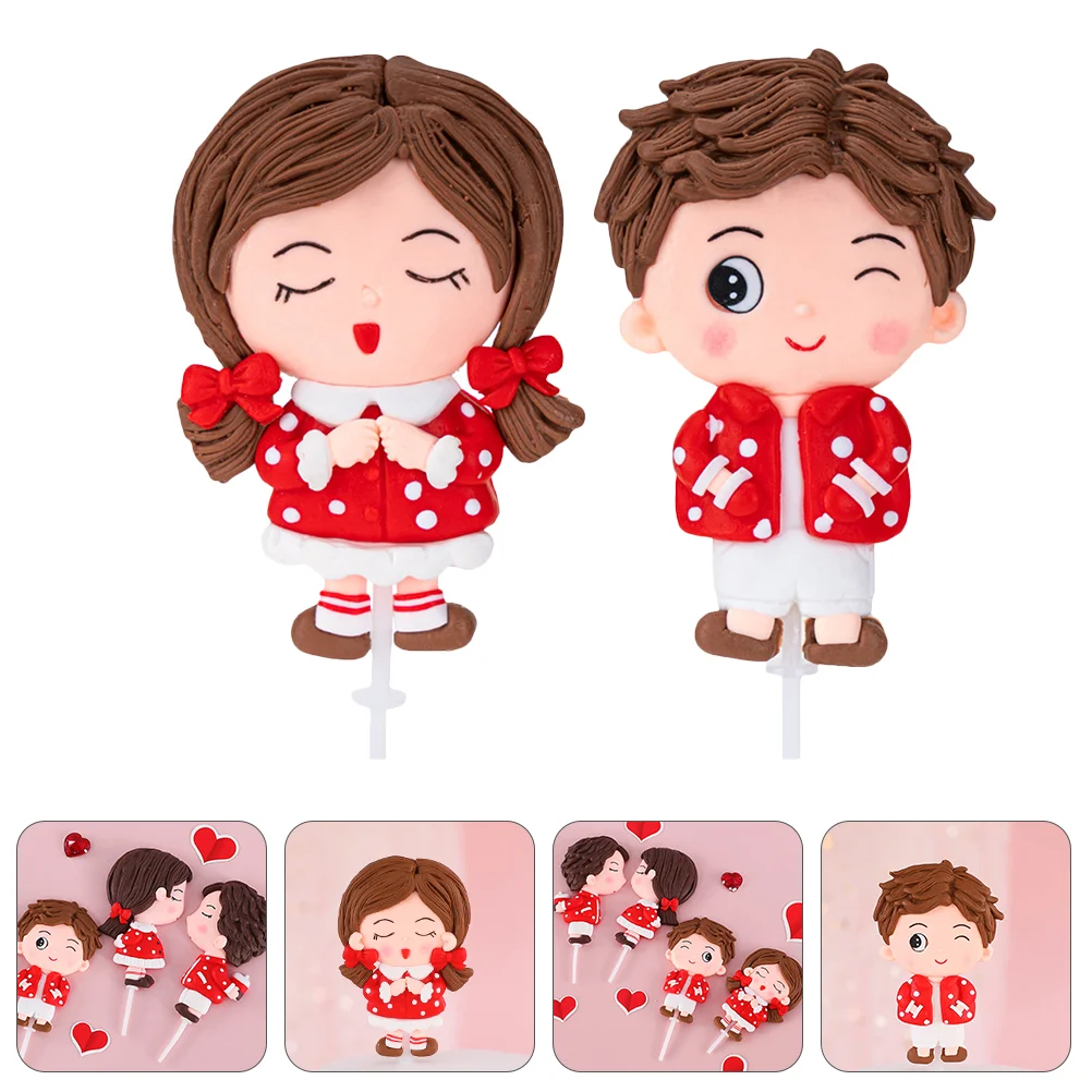 

2Pcs Valentine Cupcake Toppers Romantic Cake Picks Decorations