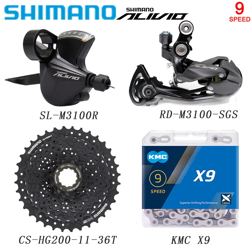 

SHIMANO ALIVIO M3100 1X9 Speed Shifter Lever for MTB Bike Rear Derailleurs 9v HG200 32/34/36T Cassette KMC X9 Chain Bike Parts