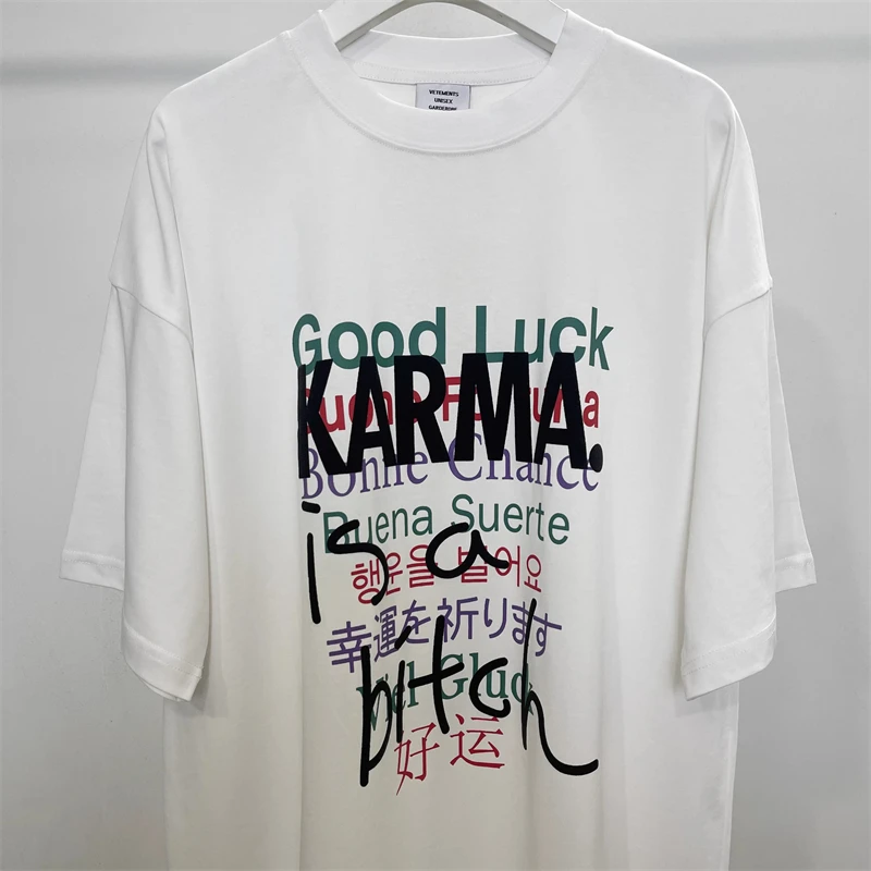 

23SS Vetements Good Luck Letter Graffiti Print T-shirt Men Women Oversized Vintage VTM T Shirt Tees Hippie Clothes