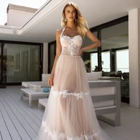 boho bride gowns halter sleeveless zipper backless strapless lace applique wedding dresses floor length a line vestido de noiva