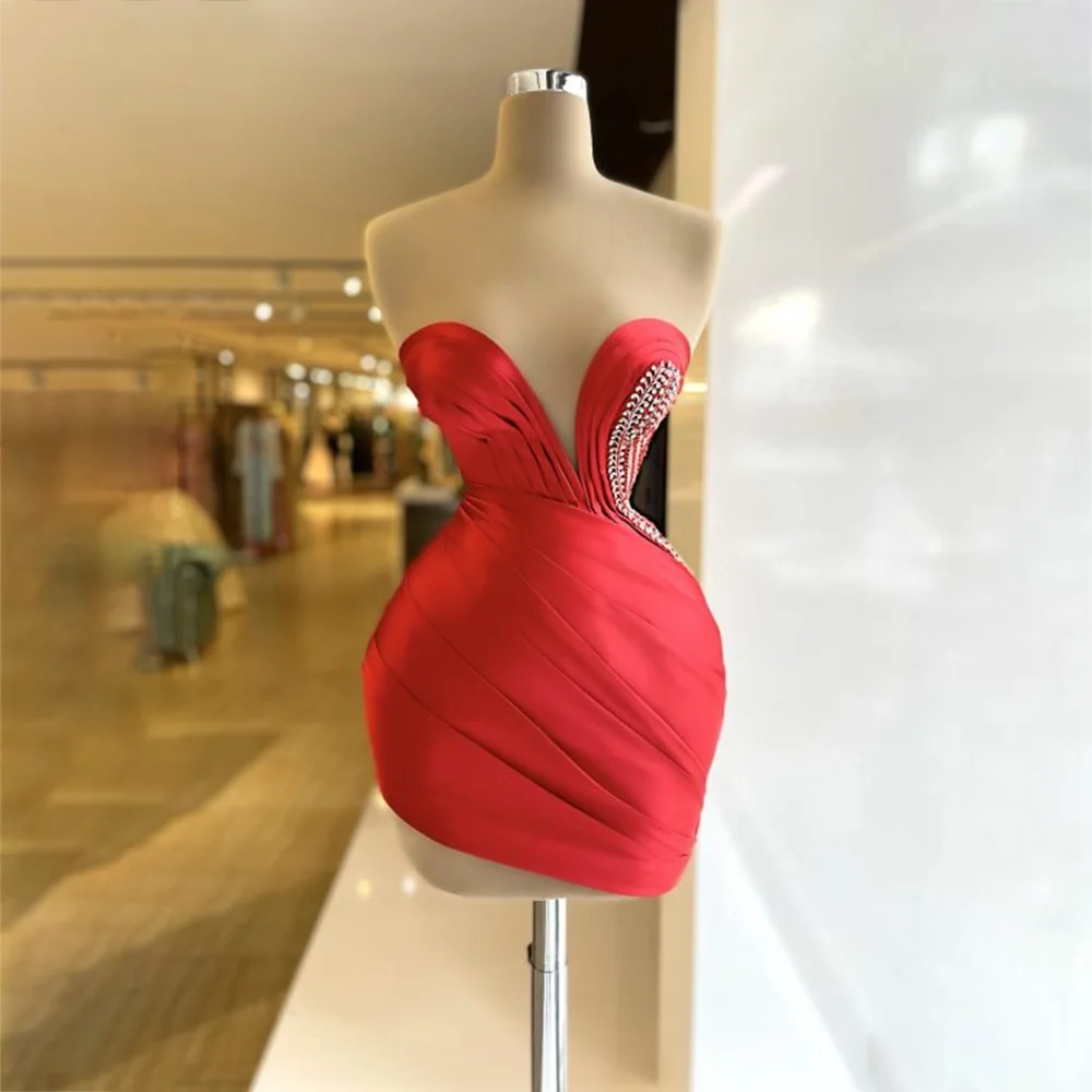 

UETEEY Sexy Cocktail Dress Deep V-Neck Sleeveless Tight Mini Skirt Party Prom Dresses Red Homecoming Gowns 2022