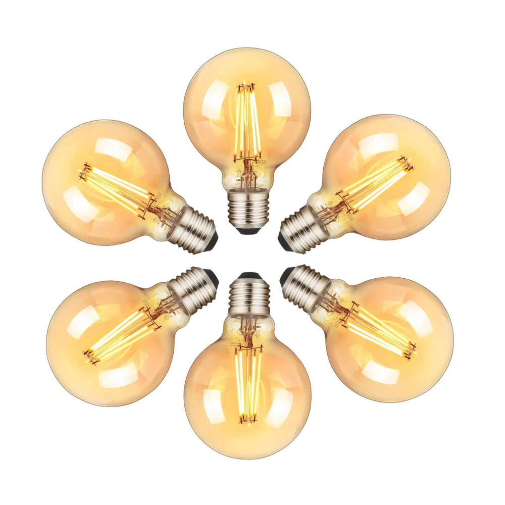 

Led light bulb indoor chandelier E27 for home Glass tube spider lamps vintage 220v 6 pieces G80 G95 4W 8W edison decoration bulb