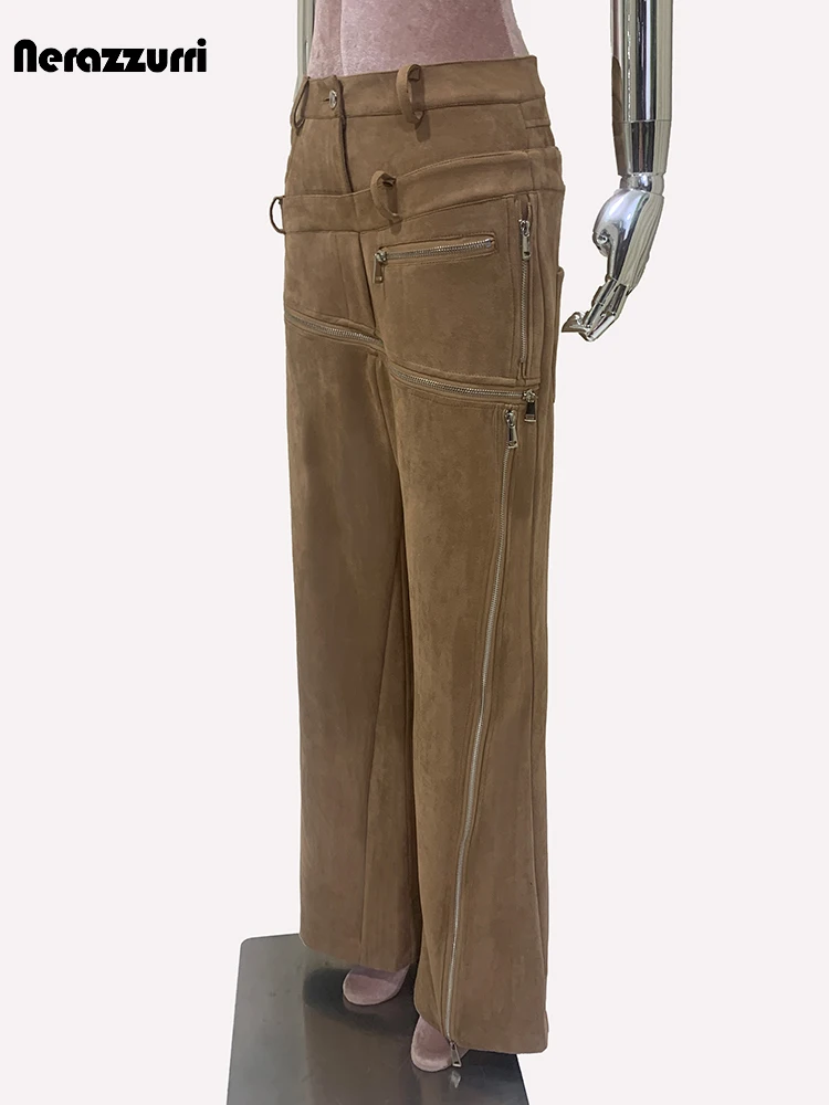 Женские замшевые эластичные брюки