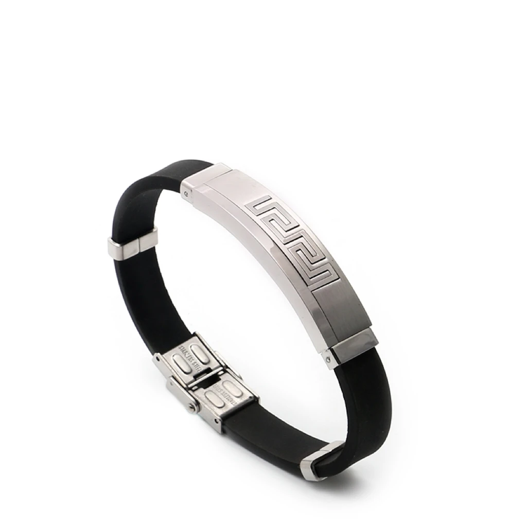 Мужской черный браслет из нержавеющей стали Силиконовые подвески-украшения.