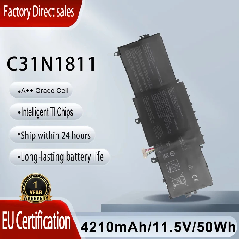 Фото Аккумулятор для ноутбука C31N1811 для ASUS ZenBook 14 UX433F UX433FA UX433FN RX433F BX433F Deluxe13 Deluxe14 C31POJ5 C31PNJ5, замена B №1