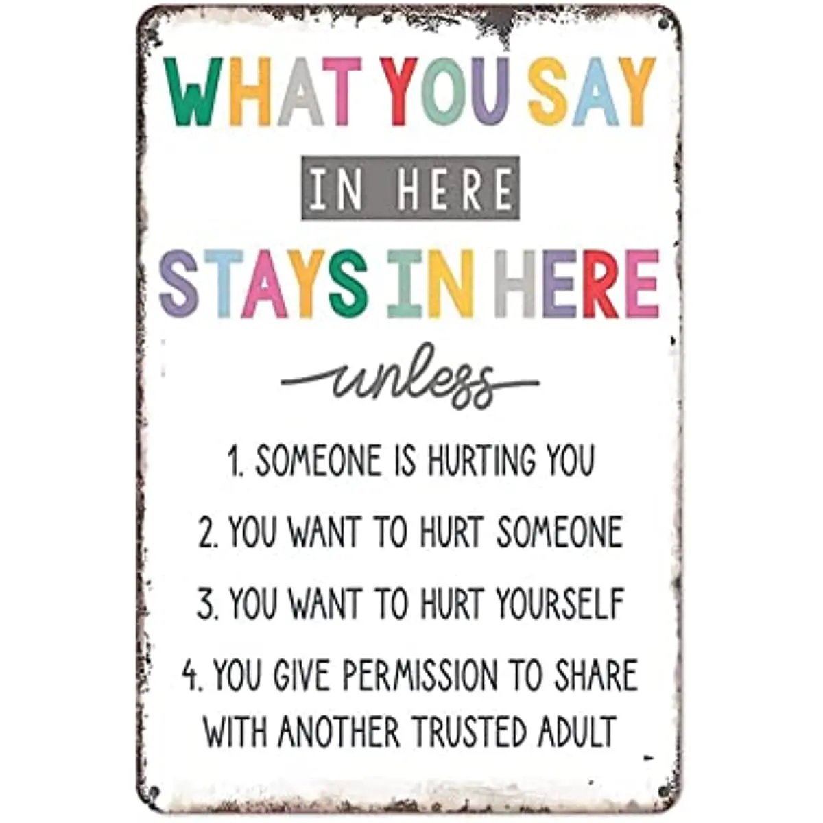 

New Metal Tin Sign Vintage Counseling Confidentiality What You Say Here Counselor Therapist Social Worker for Home