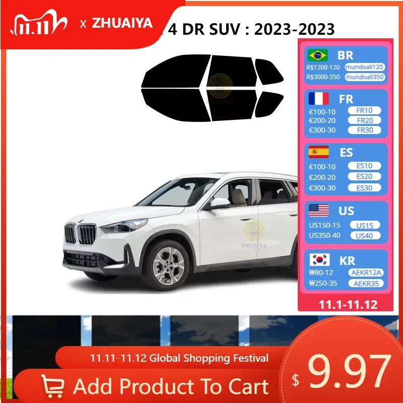 

Нанокерамическая Автомобильная УФ-пленка Precut для окон, автомобильная пленка для окон для BMW X1 F48 4 DR SUV 2023-2023