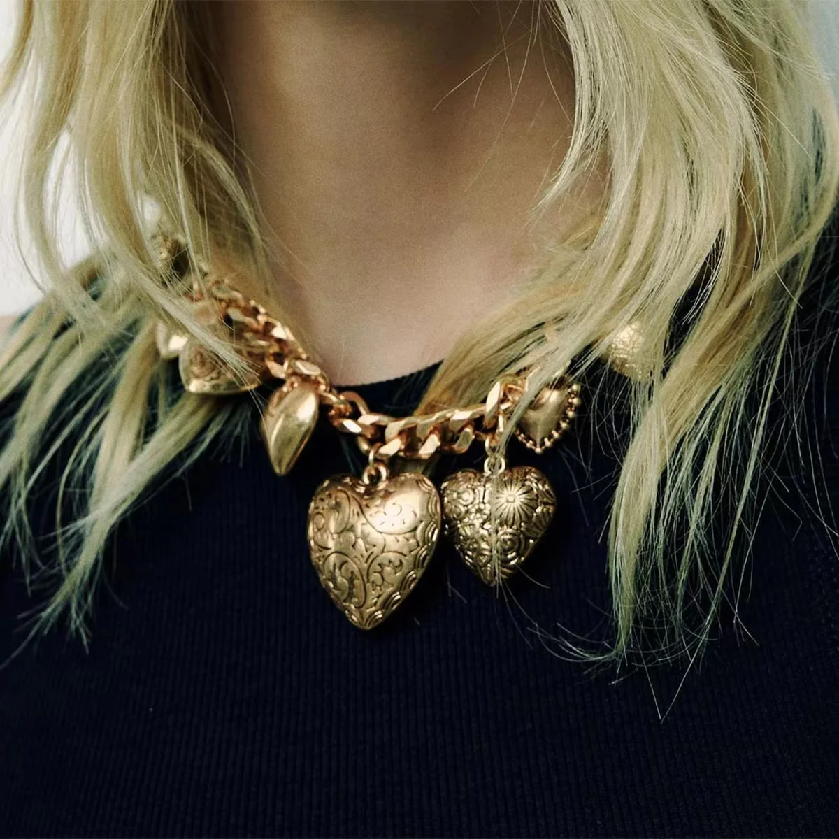 Ожерелье ZAA в стиле ретро золотого цвета с подвеской-кисточкой форме сердца
