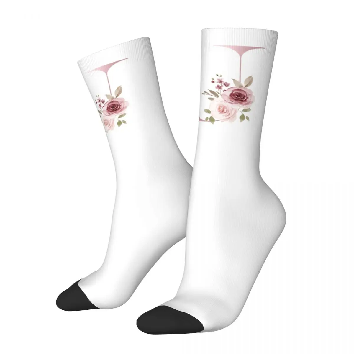 

Happy Funny Men's Socks Crazy Letter U Sock Polyester Pink Floral Alphabet High Quality Women Sock Spring Summer Autumn Winter