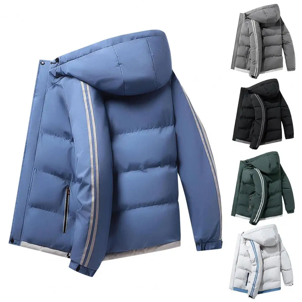 Stylish Men Coat Pockets Loose Moisture Absorption Fluffy Filling Coat  Autumn Winter Male Jacket for Daily Wear