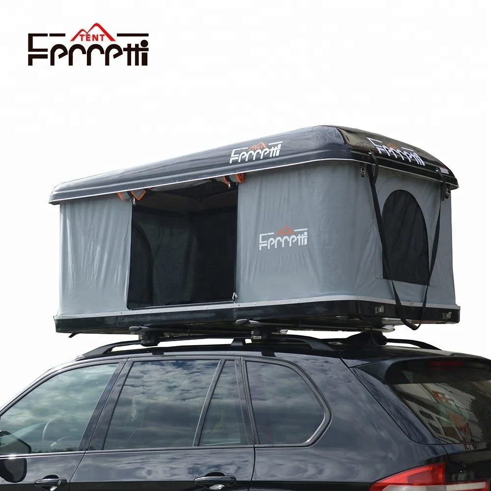 Enter the roof top tent from car sun Winter / beast-infested rainy