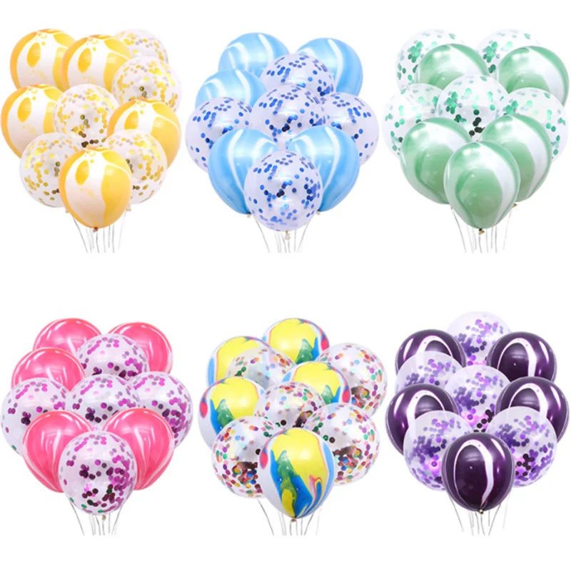 

10pcs Agate Sequin Balloon Suit Valentine's Day Wedding Arrangement Baby Adult Birthday Balloon Decoration