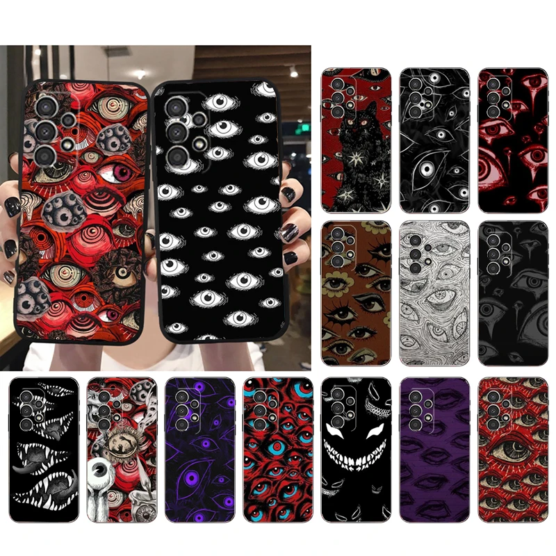 

Phone Case for Samsung Galaxy A73 A53 A13 A22 A12 A32 A71 A21S A33 A52 A72 A23 A51 A31 M31 Scary Face Eyes Case