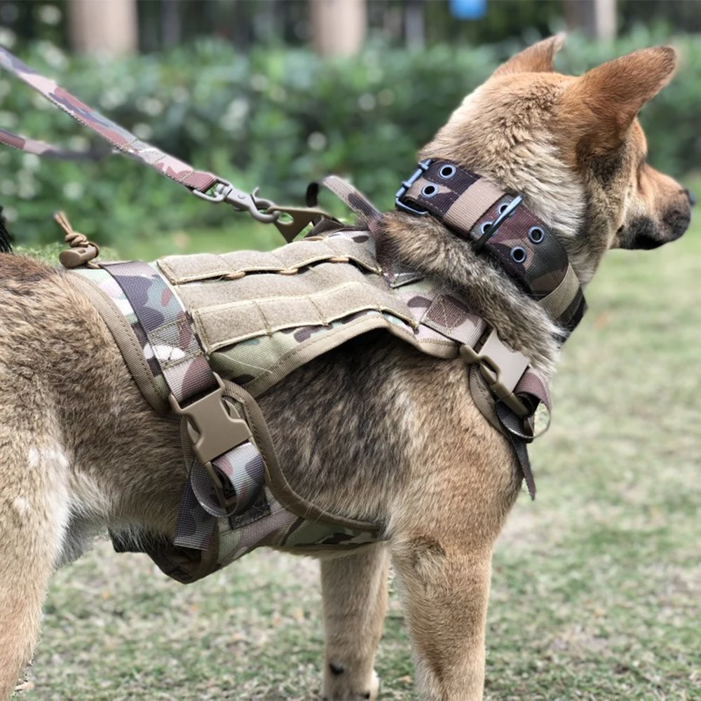 

Камуфляжный Тактический поводок для собак, военная услуга, набор тренировочных жилетов для средних и больших собак, немецкая овчалка