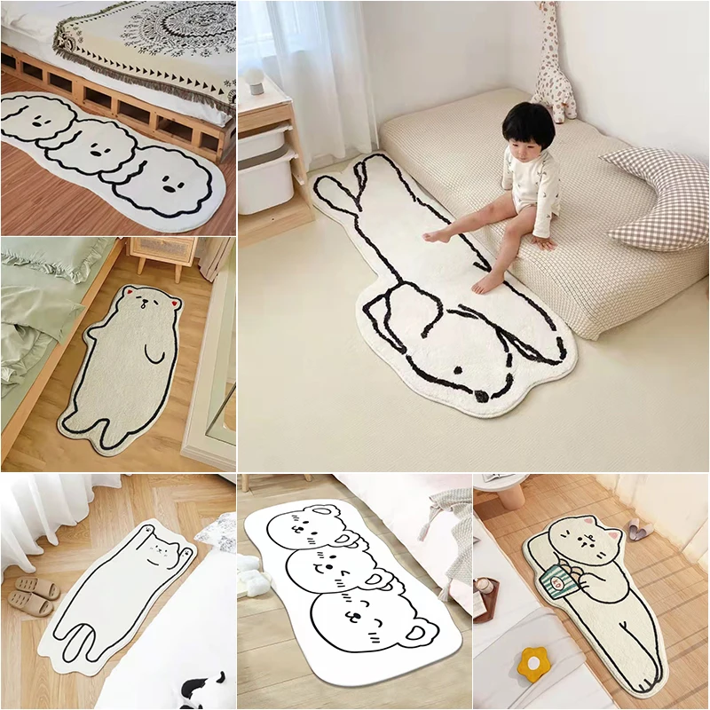 

Ковер с мультяшным котом, ковер с мультяшным принтом в скандинавском стиле, нескользящий напольный коврик для ванной комнаты, милый мягкий ...
