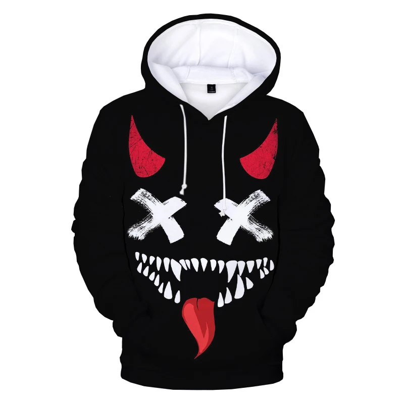 

New Devil Smiling Face 3D Hoodie Sweatshirts Men Women Winter Casual Streetwear Oversized Hoodies Funny Smiley Print Pullover