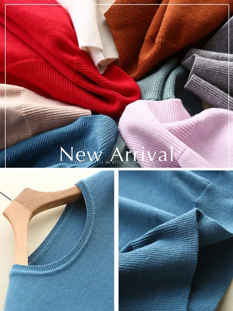 ZJAISS 2024 элегантный базовый осенне-зимний свитер женский пуловер с круглым вырезом