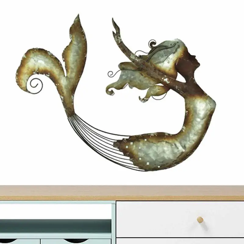 

Металлическая настенная подвеска в виде русалки, искусство искусства, искусство для дома, искусство для украшения стен