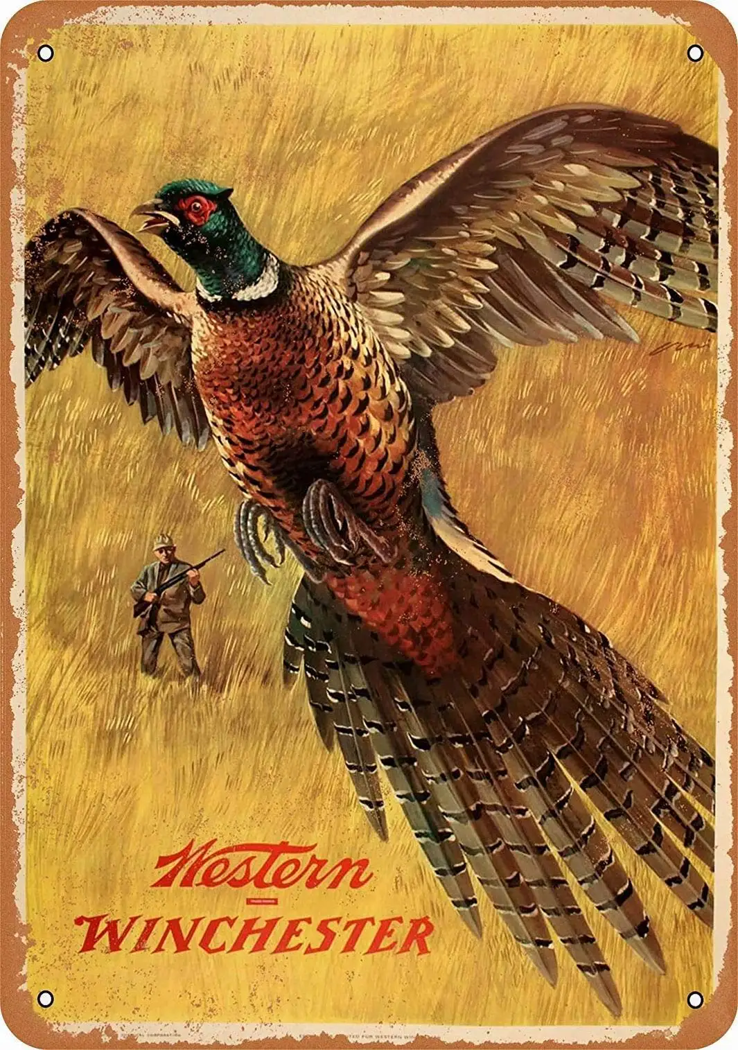 

Bobdsa Mrute 8 x 12 Metal Sign - Western Winchester Pheasant - Retro Tin Art Decor Wall Decor Vintage Signs