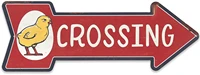 open road brands chicken crossing red arrow metal wall art large chicken crossing sign for chicken coopkitchen or dining room