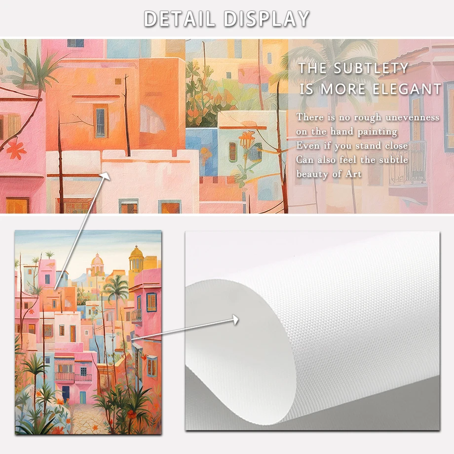 Картина на холсте с изображением колеса обозрения розового поезда пасторального