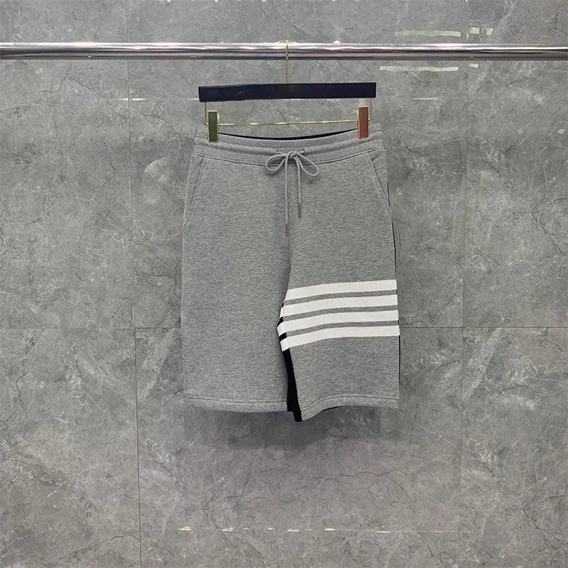 THOM TB Pants Male Shorts Summer Fashion Brand Sport Shortpants Classic Cotton Striped 4-Bar Patchwork Contrast Trim Clothing