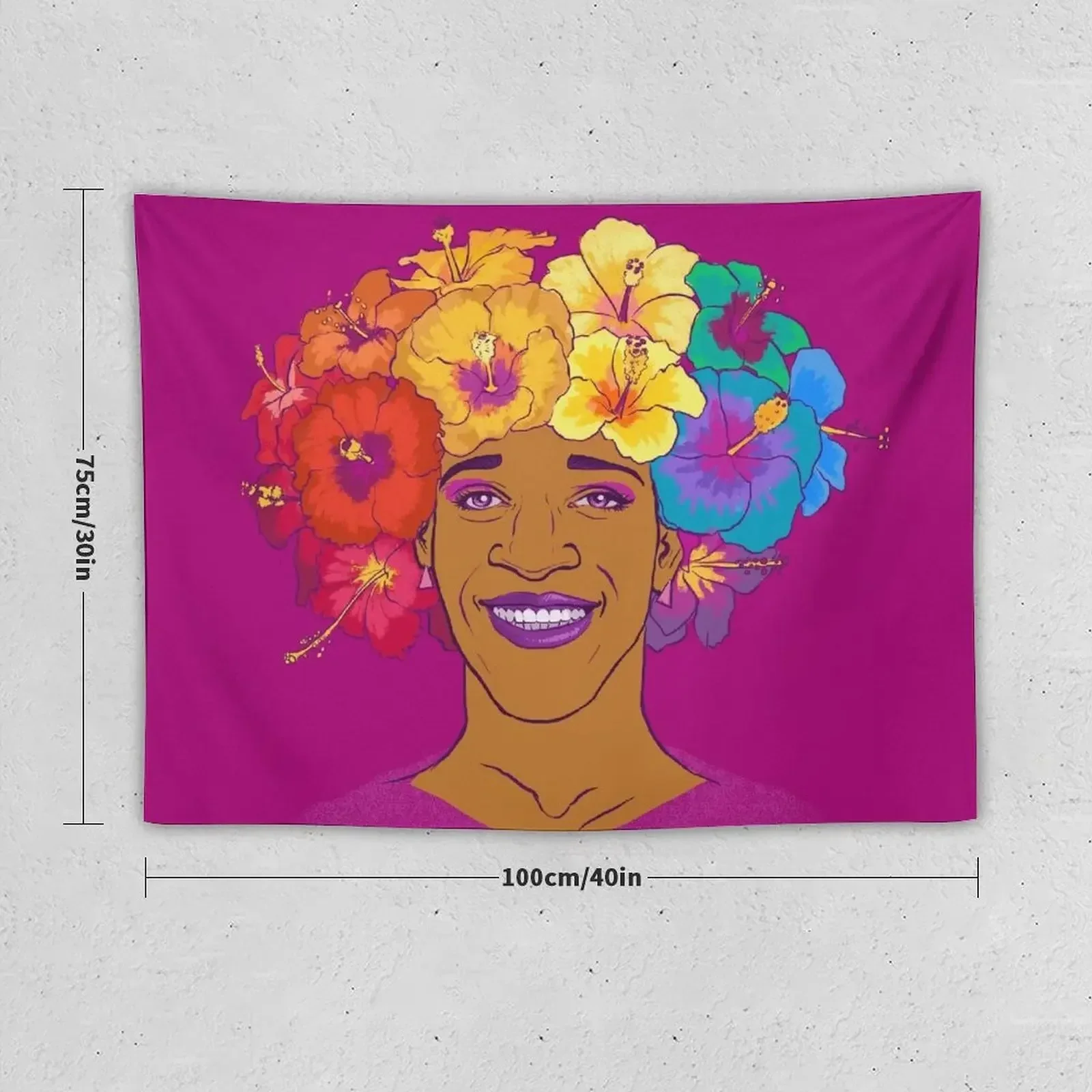 Гобелен Marsha Johnson с изображением героя и иконы декоративный настенный гобелен для