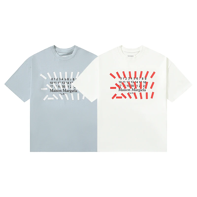 

Maison Margiela T-shirts Men Women's 23SS Summer New MM6 Tape Printing Oversized Short Sleeve Harajuku T-Shirt O Neck Tops Tees