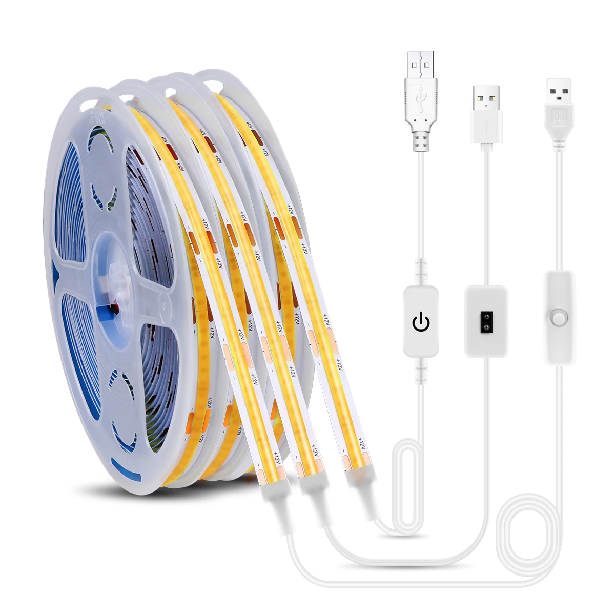 

DC 5V USB Powered LED COB Strip Light Dimmable Touch Switch /Hand Sweep Switch 320Leds Ribbon Tape FOB Linear Light for Decor