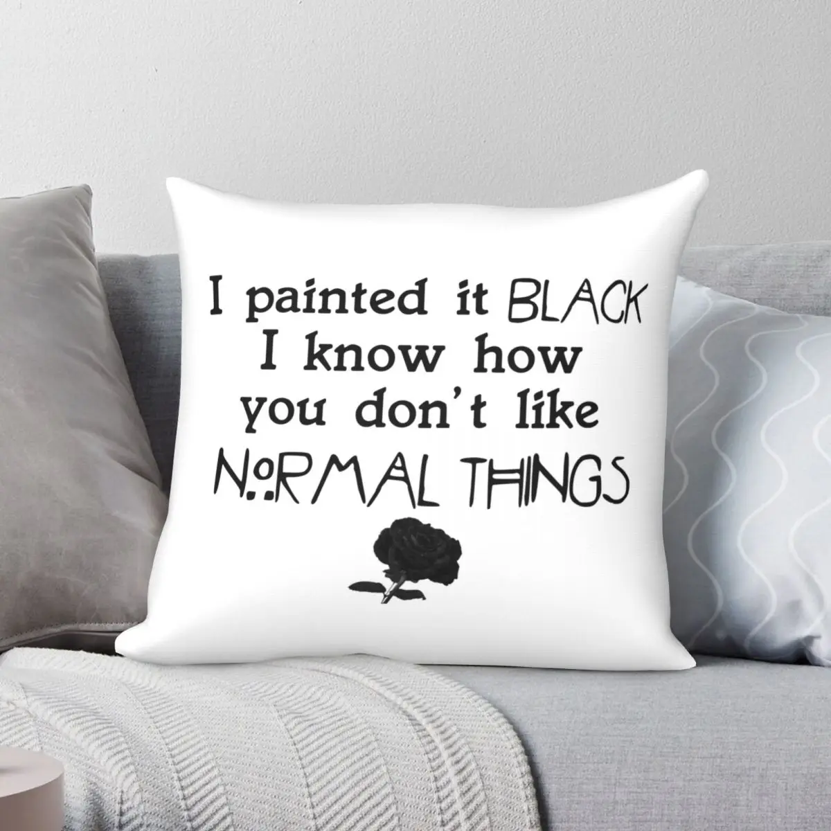 

I Painted It Black Square Pillowcase Polyester Linen Velvet Pattern Zip Decorative Room Cushion Cover Wholesale 45x45