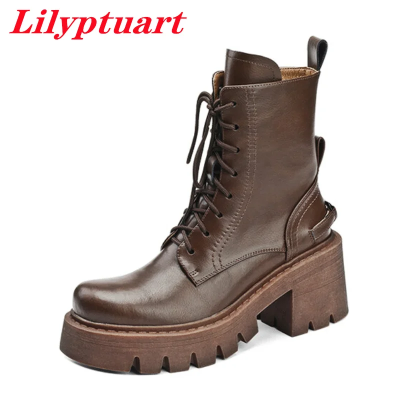 

LYLIPTUART ZA Leather Women's Boots, 2022 Autumn and Winter Fashion Street Style Classic Platform Shoes, Star Boots, Designer