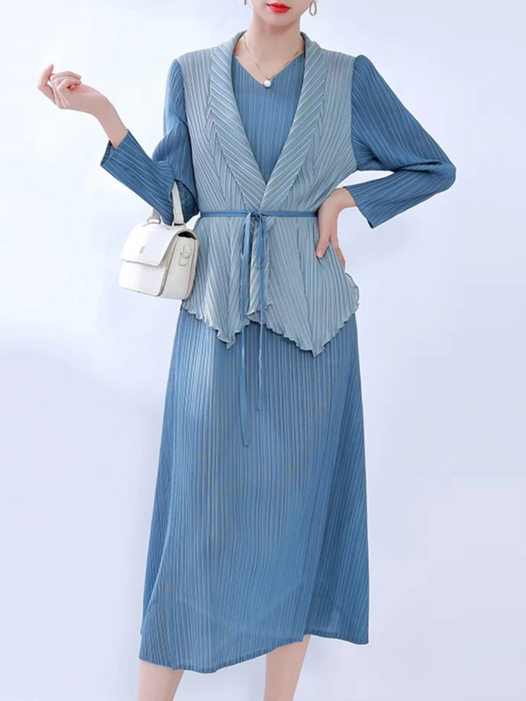 

Новинка осени 2023, искусственное платье из двух частей на шнуровке, подчеркивающее фигуру, юбка со скидкой 6P56