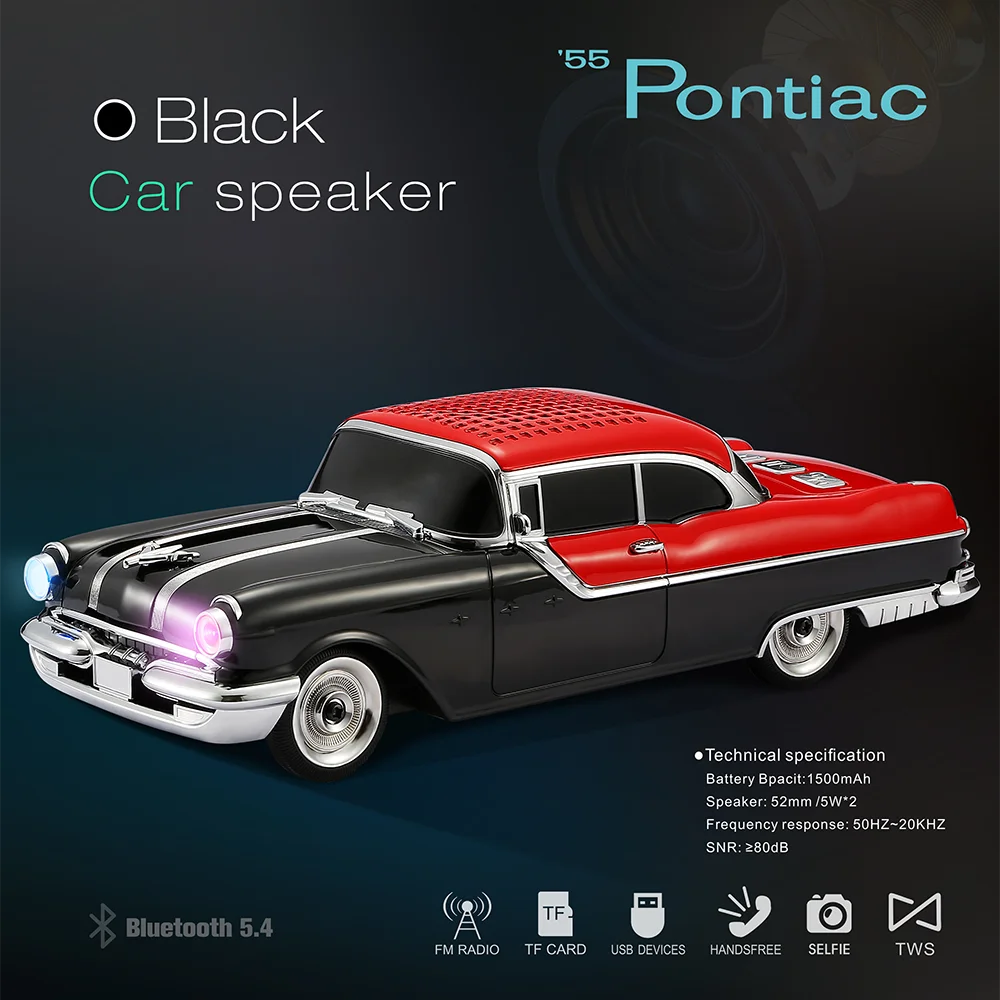 2024 Новое поступление стерео автомобильный динамик Bluetooth с TF USB FM AUX гарнитура TWS