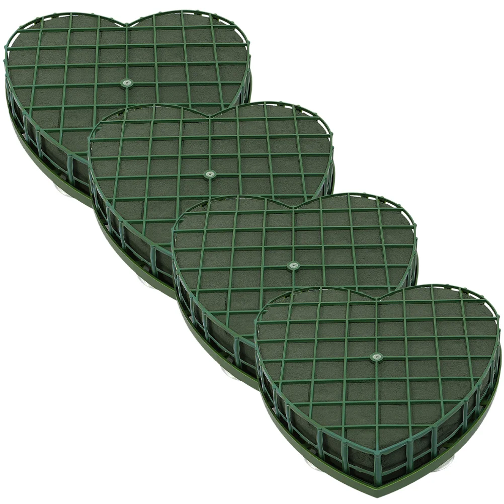 

4 Pcs Flower Arrangements Heart-Shaped Mud Circle Tray Bonsai Pot Base Plastic Floral Sucker