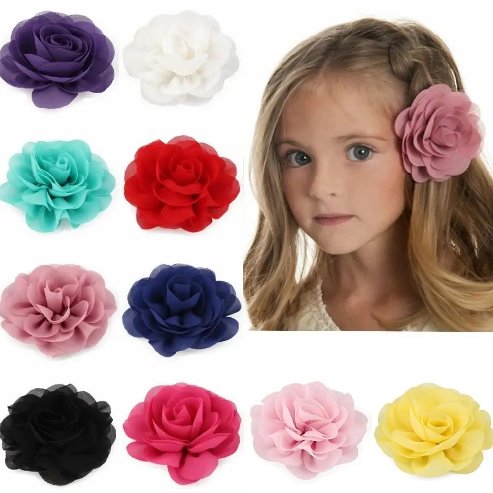 Заколка для волос с искусственными цветами розы новинка шифоновый головной убор