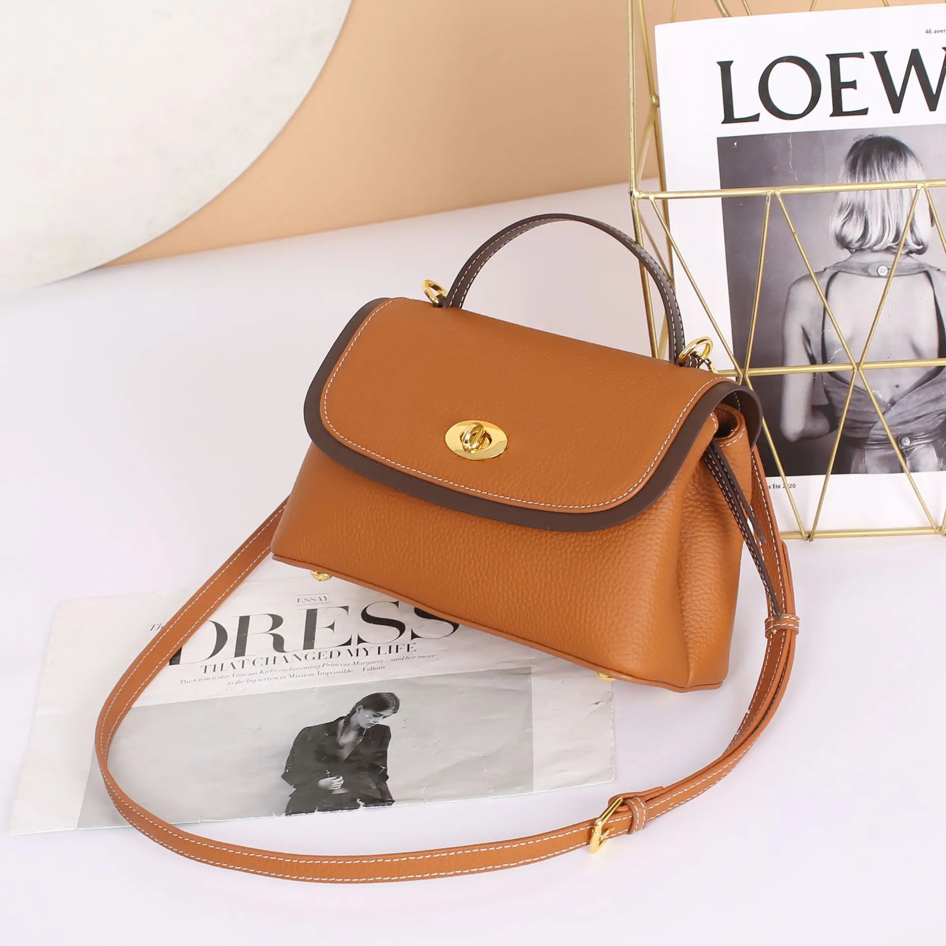 

First layer real leather bag women's 2022 handbag high temperament large capacity diagonal bag leather one shoulder women's bag