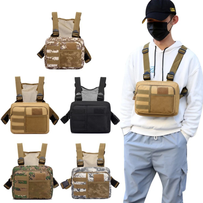 

Unisex Streetwear Vest Chest Rig Bag Nylon Cloth Waistcoat Hip Hop Pouching Bag Functional Tactical Belt Bag Waist Packs