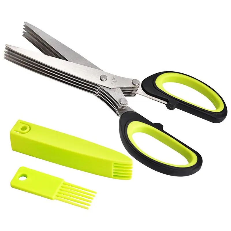 

Stainless Steel Multi Layer Scissors Scallion Cutter Herb Laver Spices Cook Tool 5 Layers Stainless Cutting Shears For Cutting