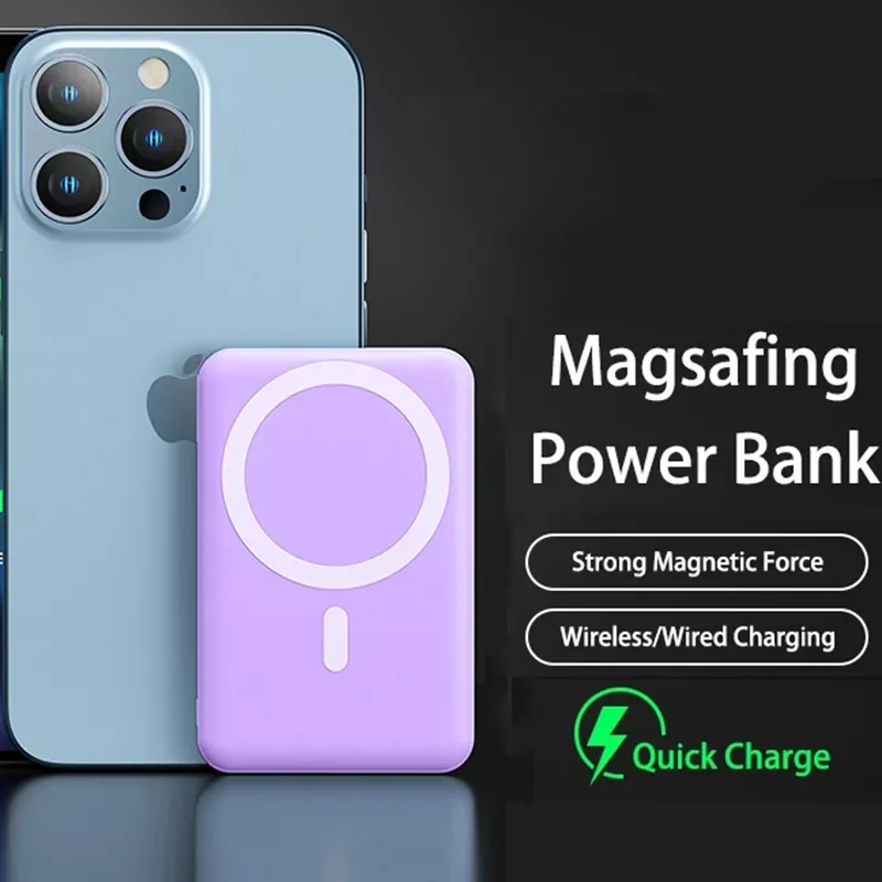 

2023New 5000mAh Magnetic Wireless Charging Power Bank For Iphone 13 12 Pro Max Airpods PD20W Fast Charge Moblie Phone External B