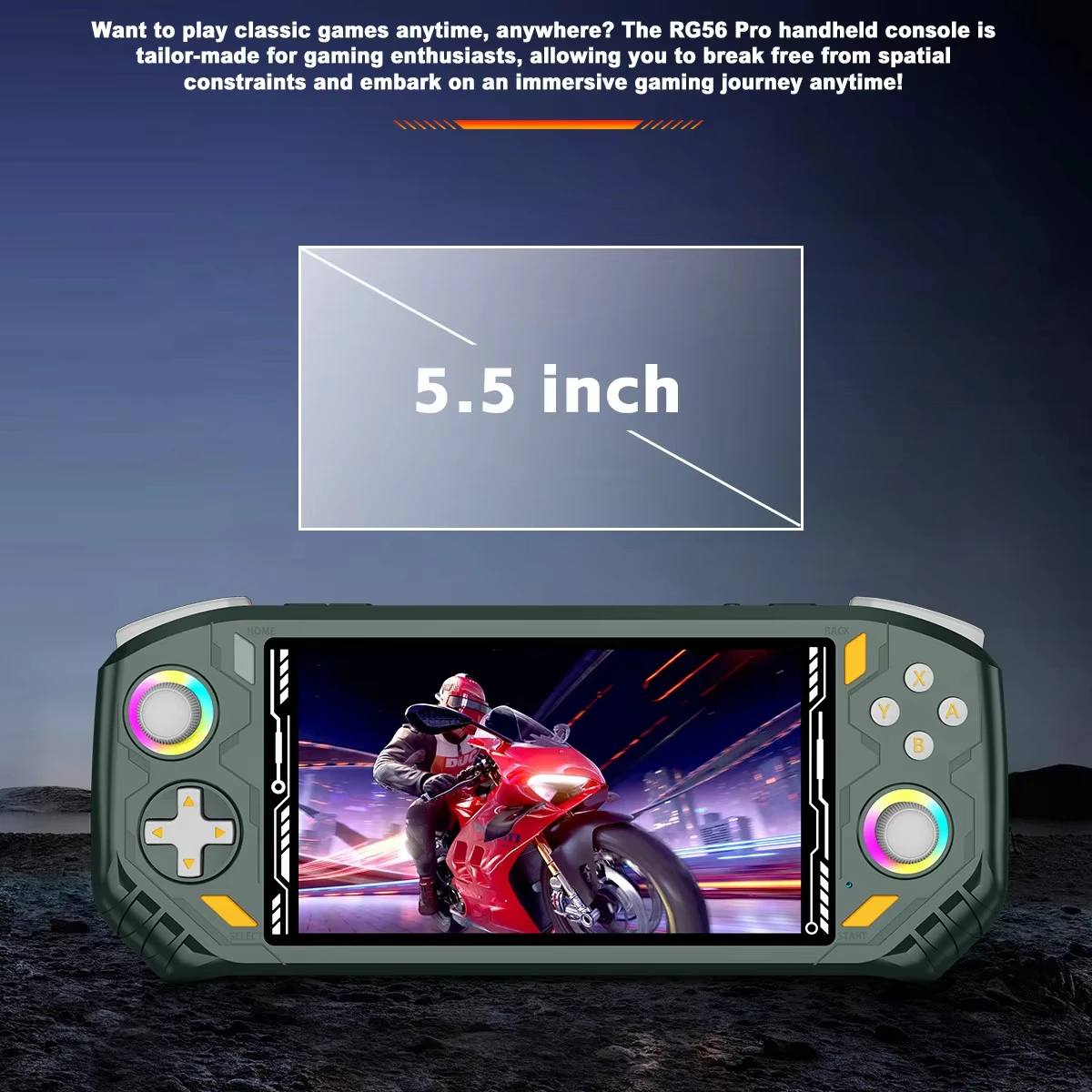 Фото Портативная игровая консоль RG56 PRO Retro с 5,5-дюймовым IPS-экраном 1280x720, процессором RK3562, Wi-Fi и Bluetooth №3