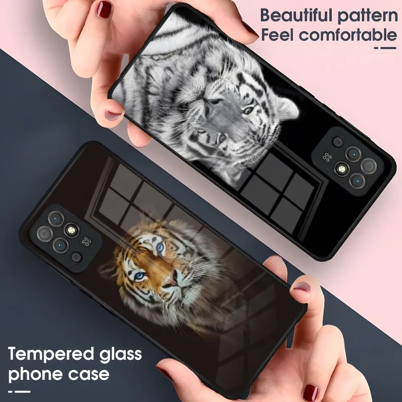 

Beast Tiger Phone Case For Oppo A 94 92S 93S 4SE 5F 15 Reno4 4G 5G FindX3 Pro X5 K 7 9 S O6 Z O7 7SE 54 55 57 Tempered Glass