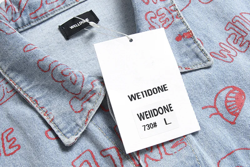 Новинка 2021 мужские бейсбольные куртки Welldone из тяжелого денима с длинными