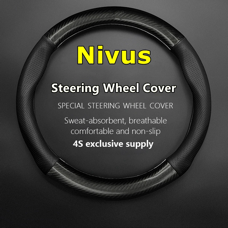 

Non-slip Leather For VW Volkswagen Nivus Steering Wheel Cover Genuine Leather Carbon Fiber