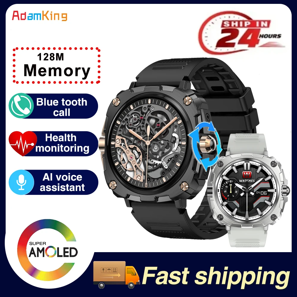 Смарт-часы для улицы 1 43 дюйма AMOLED-экран BT-вызов спорт фитнес водонепроницаемые 128
