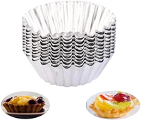 100pcs disposable tart moulds foil pans round cake pie baking pans with tin roast meat seasoning cups household utensils