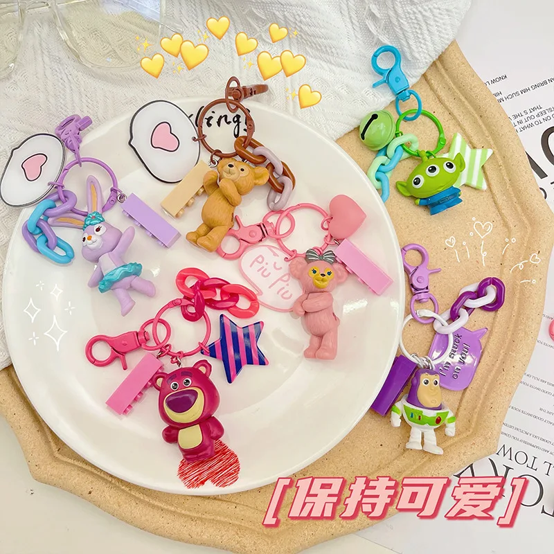 

Disney Cartoon Toy Story Keychains Mickey Minnie Winnie Mr.Q Woody Toy Story Stitch Cute Key Chain Charms Acces Friends Gifts